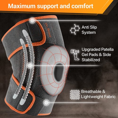 Dr. Brace ELITE Knee Brace - Maximum Pain Support with Side Stabilizers & Gel Pads | X-Large