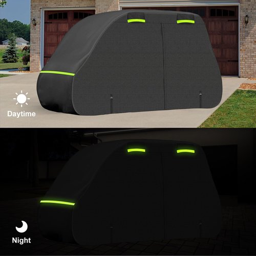 SAPUBK 4 Seat Golf Cart Cover Replace for Chrysler/Polaris GEM E4 Neighborhood Electric Vehicle with Side Zipper Door for Outdoor Rain Snow Dust Protection