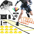 GHB Agility Ladder - Complete Football Training Set with 4 Hurdles, 20ft Ladder & Resistance Gear