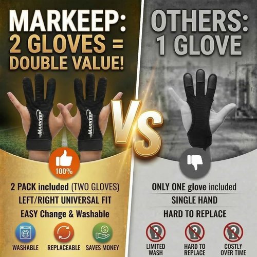 MARKEEP Archery Gloves 2 Pack Shooting Hunting Leather Guard 3-Finger Guard for Youth Adult Man Woman and Beginner Recurve Arrow Bow Archery Protective Gear Accessories