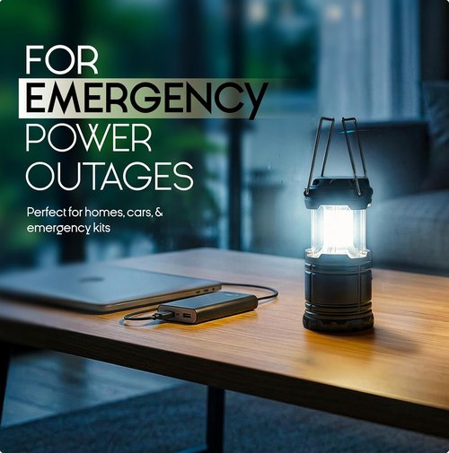 MalloMe LED Camping Lantern - Portable Battery-Powered Light for Emergencies | Collapsible Design