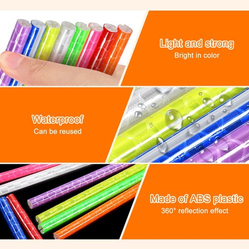HARFINGTON 36pcs Bike Reflective Spoke Skins 0.2" Plastic Bicycle Spoke Reflectors Spoke Covers Trim Wrap Wheel 360°Visibility for Road Mountain Bike Motorcycles Decoration, White