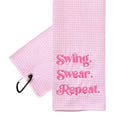 ZEETY Golf Towel for Golf Bags – 16" x 24" Embroidered Women’s Microfiber Golf Towel with Clip Holder, Unique Golf Accessories and Gifts