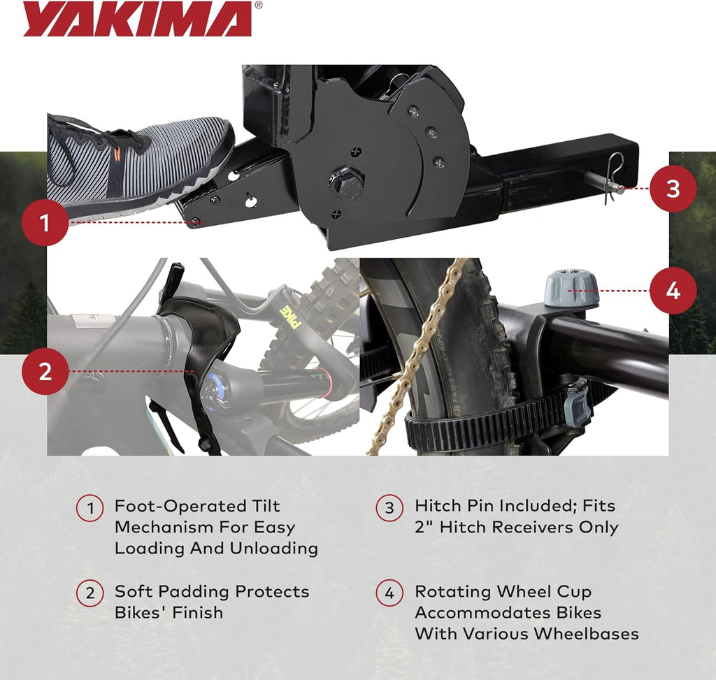 Yakima 4-Bike Vertical Hanging Hitch Mount Carrier - Durable Tilt-Away Steel Bike Rack | Hangover 4