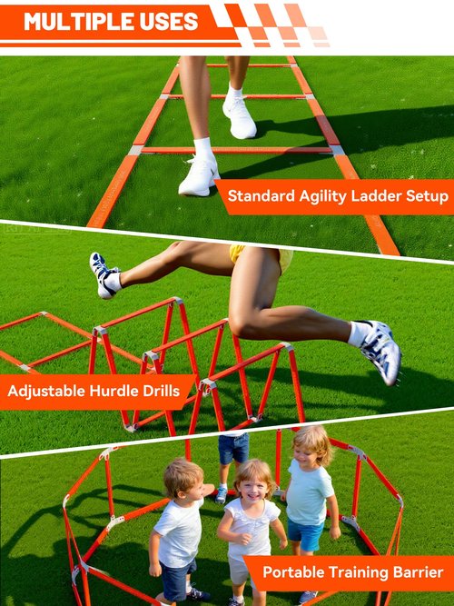 TONTATTA Tangle-Free Agility Ladder for Kids/Athletic – Multi-Use Speed Training Ladder for Footwork Drills/Football/Soccer/Boxing - Agility Equipment for Workout/Exercise/Fitness – 10 Rung