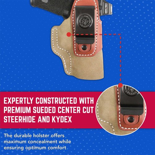 Desantis Transit Gun Holster, Versatile IWB Holster, Made of Kydex and Premium Leather, Fits Glock 26; 27; Walther PPS; PPS M2; PK380; Taurus PT111; PT140 G2 MIL Guns, Unisex, Ambidextrous