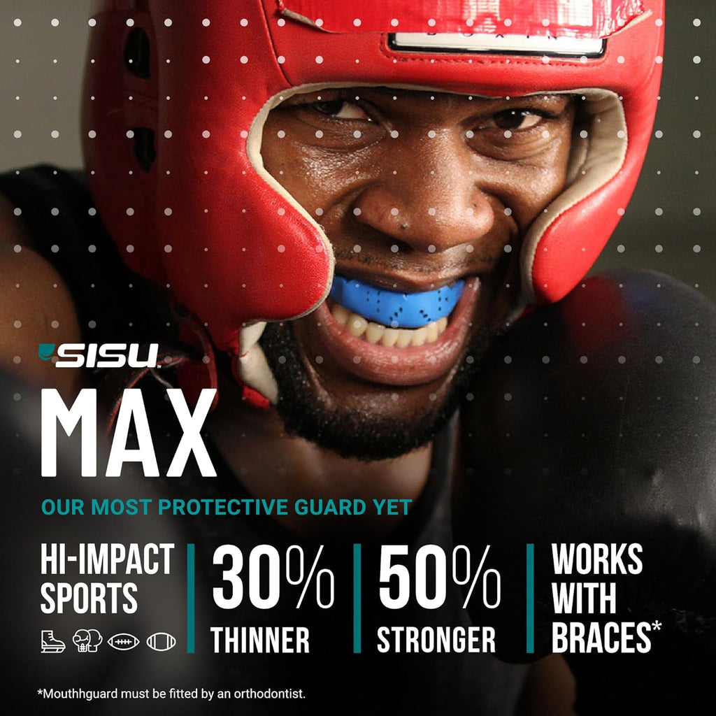 SISU Max Mouthguard - Maximum Protection for High-Impact Sports | Remoldable Up to 20 Times, Adult Fit