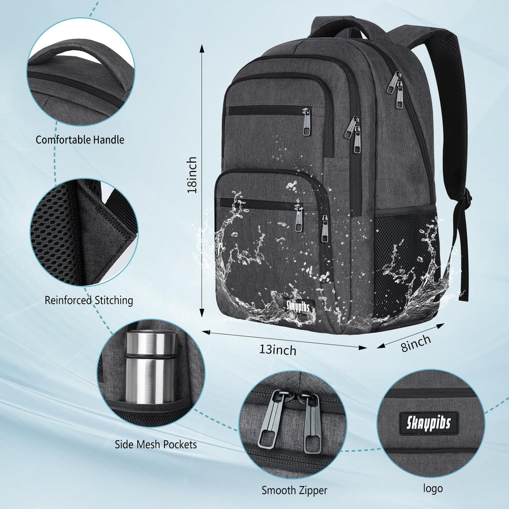 Skiennix 15.6-Inch Laptop Backpack - Durable School & Travel Bag for Men, Women, and Teens - Black