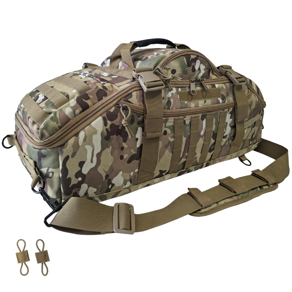 Hannibal Tactical 65L Large Duffle Bag, 3-in-1 Tactical Backpack MOLLE Pack for Sports, Gym, Outdoor, CP