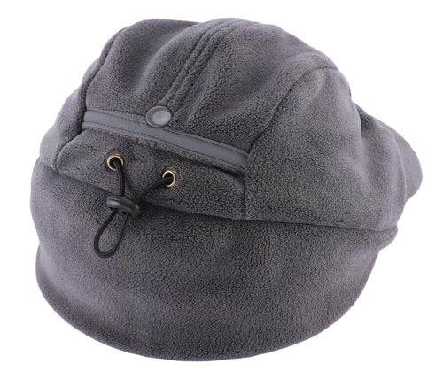 Connectyle Warm Fleece Beanie with Visor & Ear Warmer Windproof Cold Weather Skull Cap Ponytail Hat for Women Dark Grey