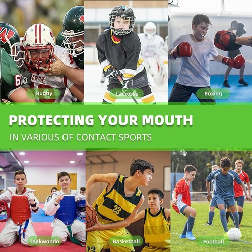 MENOLY Kids Mouth Guard - 3 Pack with Strap for Football, Boxing, Lacrosse & More | Ages 6-12