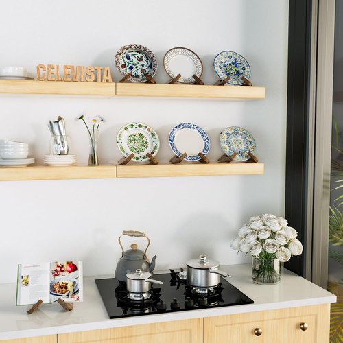 Cookbook Stand by Rustic Brown | Kitchen Counter Holder for Echo Show 15 & 21, iPad, Recipes