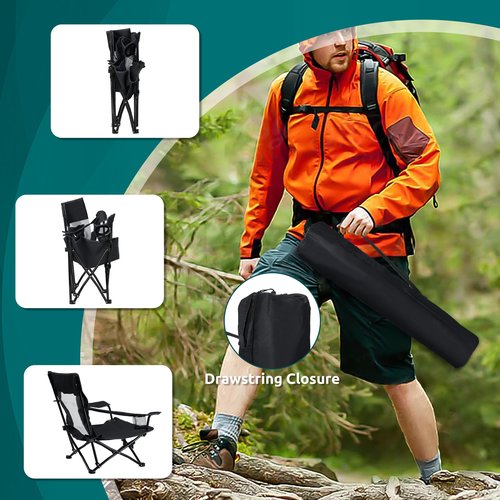 HaSteeL Folding Beach Chair Set of 2, Foldable Black Camping Chairs for Outside, Low Beach Chair Portable for Adults Fishing, Picnic, Outdoor BBQ, Travel, Sports, Cup Holder & Storage Bag