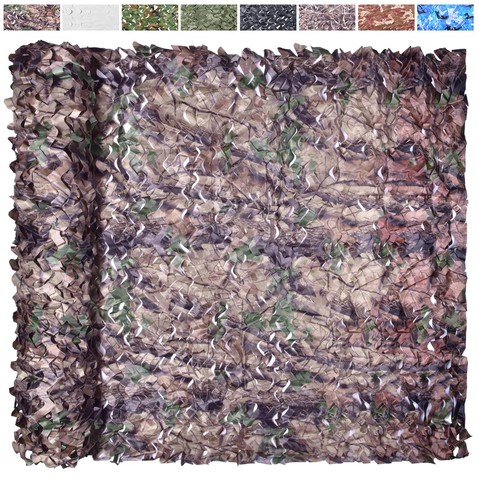 Yeacool Camo Netting for Hunting Burlap Camouflage Netting Outdoor Shade Camo Tarp for Party Decor Birthday Dinosaur Military Kids Ford Sunshade (Camo Bionic Leaves, 9.8ftx9.8ft, 3m*3m)