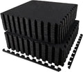 AIRHOP Exercise Equipment Mats - 0.56in Thick Interlocking Tiles | 96 Sq Ft Heavy-Duty Rubber & EVA Foam, Black