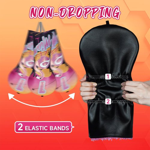 LZFAN Golf Club Head Covers Driver Fairway Wood Hybrid Golf Club Headcover Leather Protector Heavy Embroidered Colorful Jellyfish (Flamingos at Sunset)
