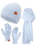 Hat Scarf And Gloves For Women, Winter Hats Womens Beanie Scarf Cold Weather Touchscreen Gloves Gift Set, Fall Accessories (Sky Blue)