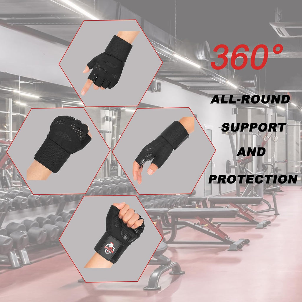 Spartan Gym Gloves - Weight Lifting Gloves with Wrist Support & Breathable Non-Slip Grip | Full Palm Protection for Men & Women