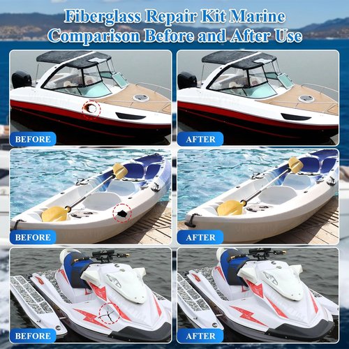 VIKEYTIM Marine Fiberglass Repair Kit (Color Match), 3.5oz/100g Gel Coat Repair Kit for Boats, Fiberglass Repair Fix Holes, Chips, Deep Cracks, Ceramic, Porcelain Fiberglass Filler
