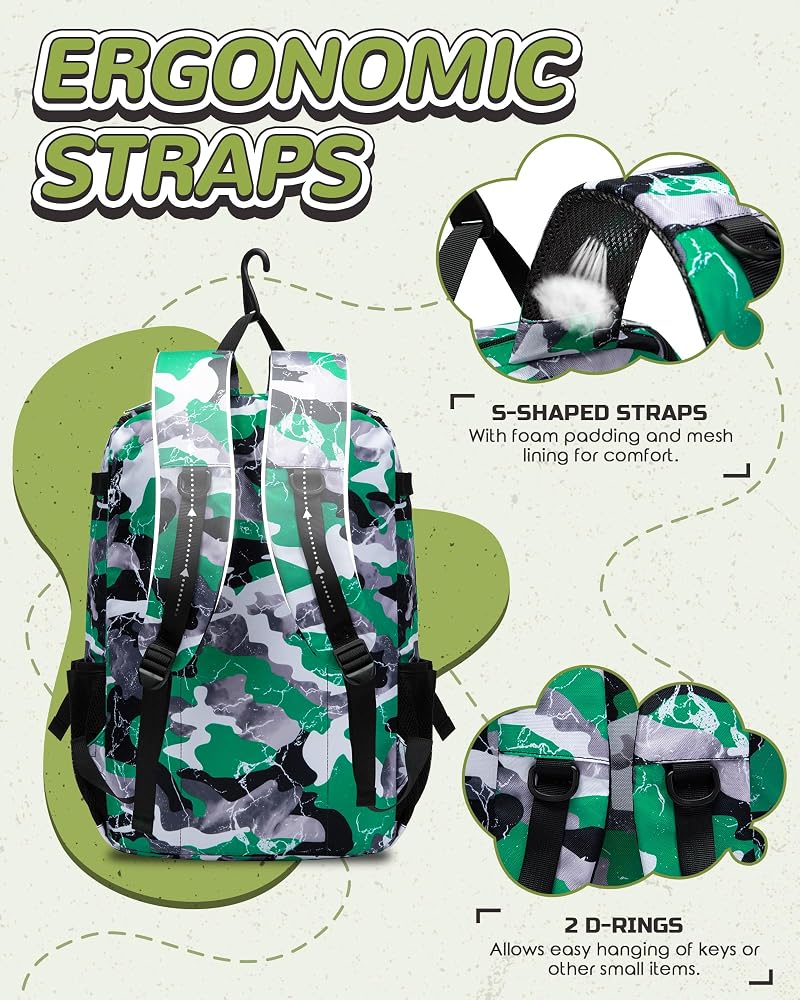 Baseball & Softball Gear Bag for Kids – Green, 19.3" H x 13.4" W x 6.7" D