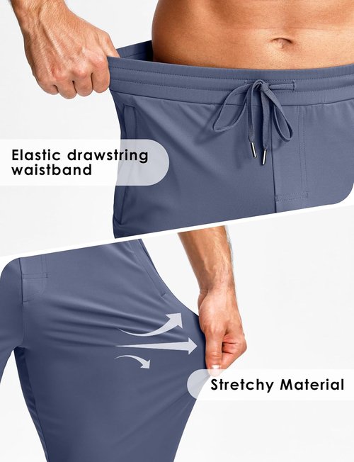 GGJ Men's Athletic Joggers - Stretch Tapered Running Sweatpants with Zipper Pockets | Gym Workout Pants
