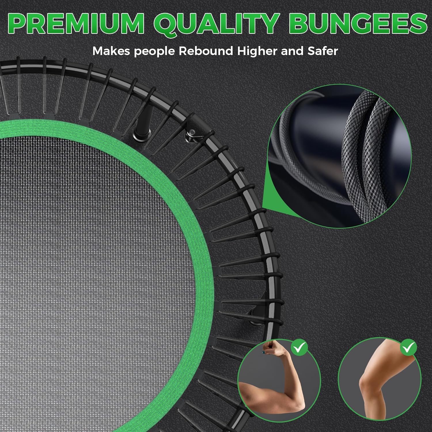 Skiennix 40"/48" Rebounder Trampoline - Heavy-Duty Bungee Cord Design for Indoor/Outdoor Workouts, Max Load 550 LBS
