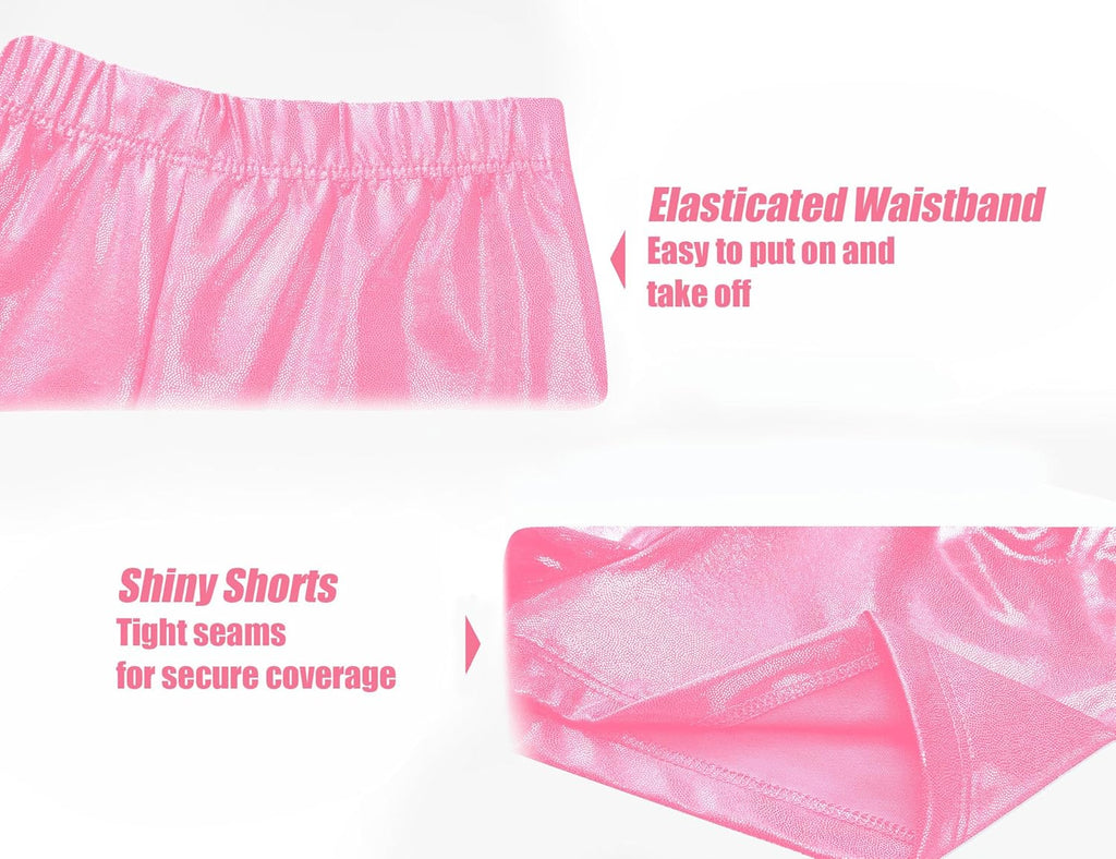 Regine Switzerland Gymnastics Leotards for Girls - Shiny 2-Piece Sleeveless Set with Shorts (Ages 4-12)