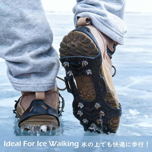 TRIWONDER Ice Cleats for Shoes and Boots 11-Stud Anti-Slip Snow Traction Cleats with Secure Straps, Ice Grips Crampons for Hiking, Walking, and Fishing Gear (11 Spikes, Large)