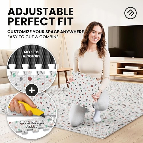 Bemaxx Gym Mats Set - 18 Pcs EVA Interlocking Foam Tiles for Home Workout | 18 Sqft Protective Flooring