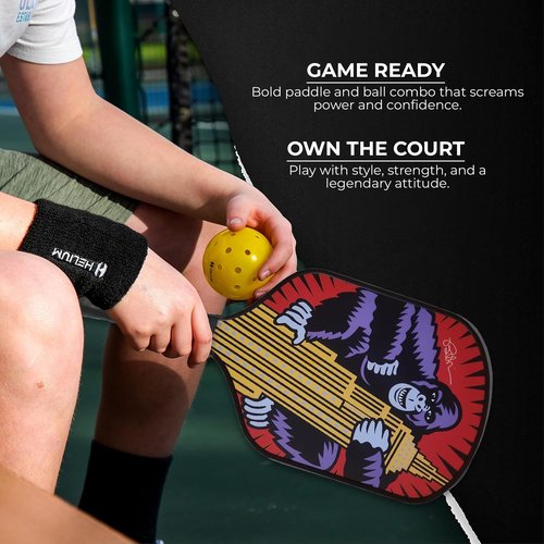 Pop Art Paddles Carbon Fiber Pickleball Paddles, Textured Honeycomb Core Pickleball Racket with Cushion Grip, Designed for Control and Balance by Legendary Pop Artist Burton Morris (Red)
