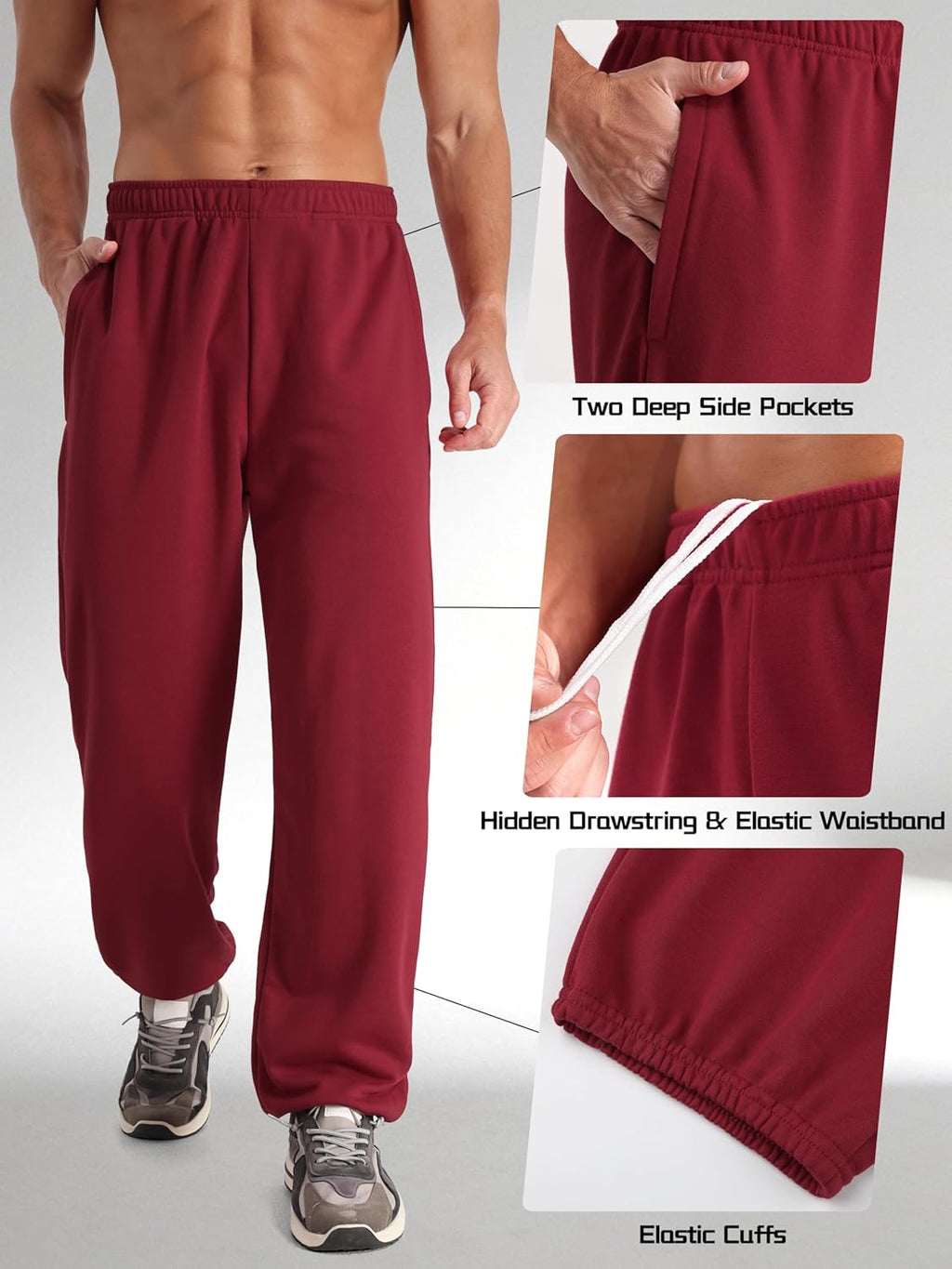 Skiennix Men's Athletic Joggers - Comfortable Sweatpants with Pockets for Gym Workouts | 4 Pack