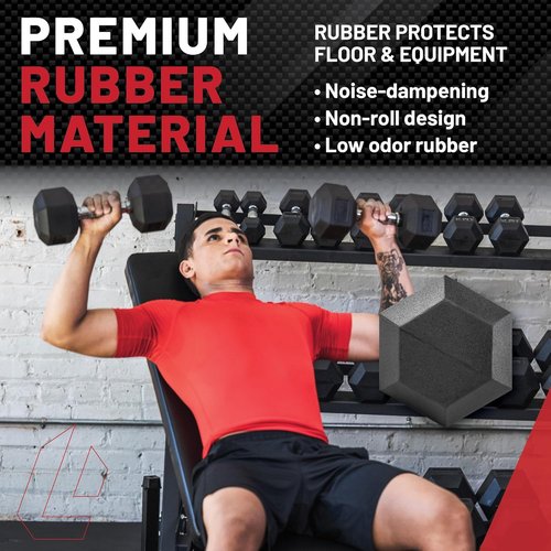 Lifeline Fitness Hex Dumbbells - Premium Rubber Wrapped Design with Ergonomic Knurled Handle | Home Gym Weights