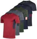 Real Essentials 5 Pack: Men's Dry-Fit Short Sleeve Crew Neck T Shirts Fitness Running Gym Workout Cool Exercise Athletic Tee, Set 5, Medium