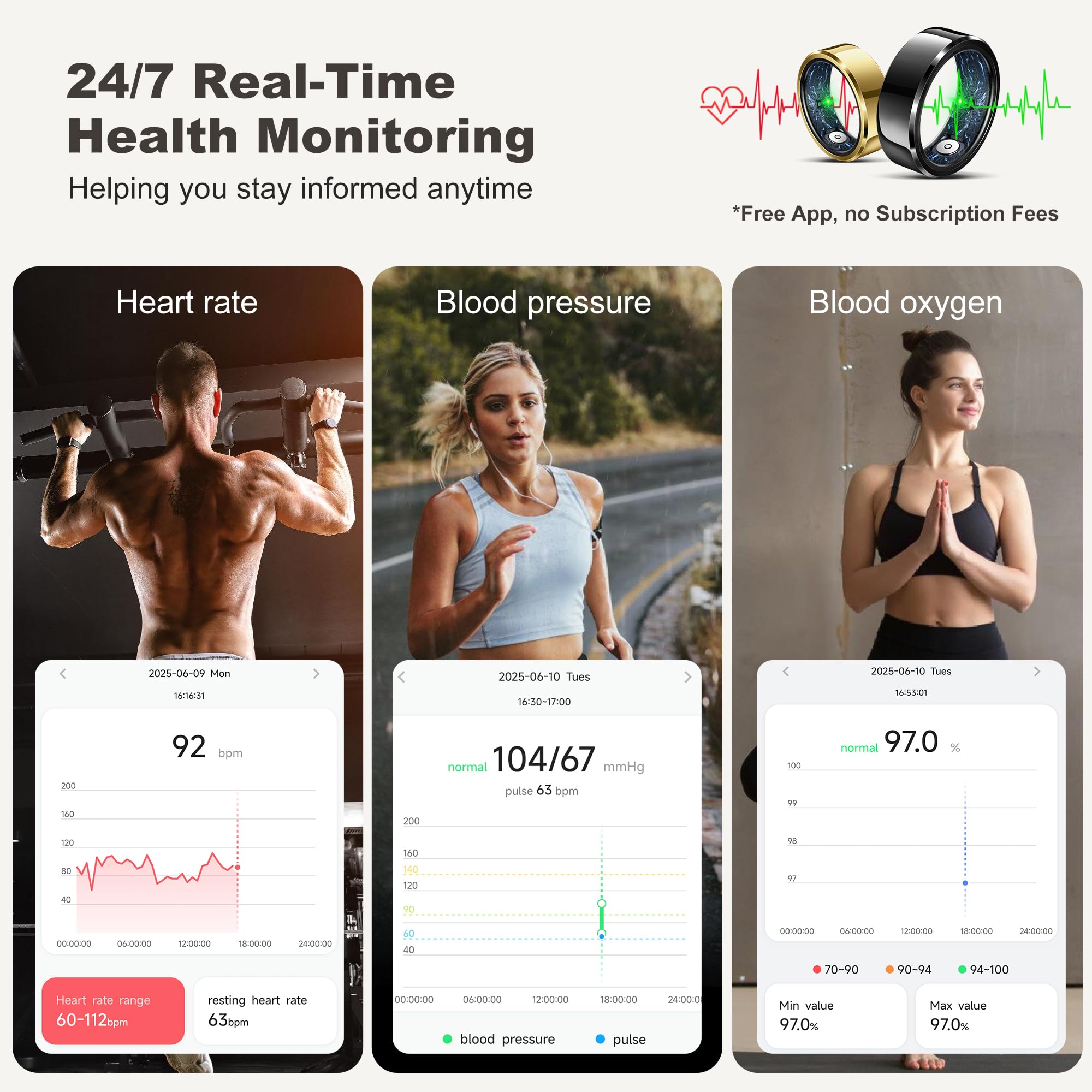 RIFESI Smart Ring for Women Men, Fashion Minimalist Fitness Ring & Sleep Tracker Ring with Heart Rate, Blood Pressure,5ATM Waterproof Health Ring,Gifts for Women Men Gift,No Subscription (11,Black)