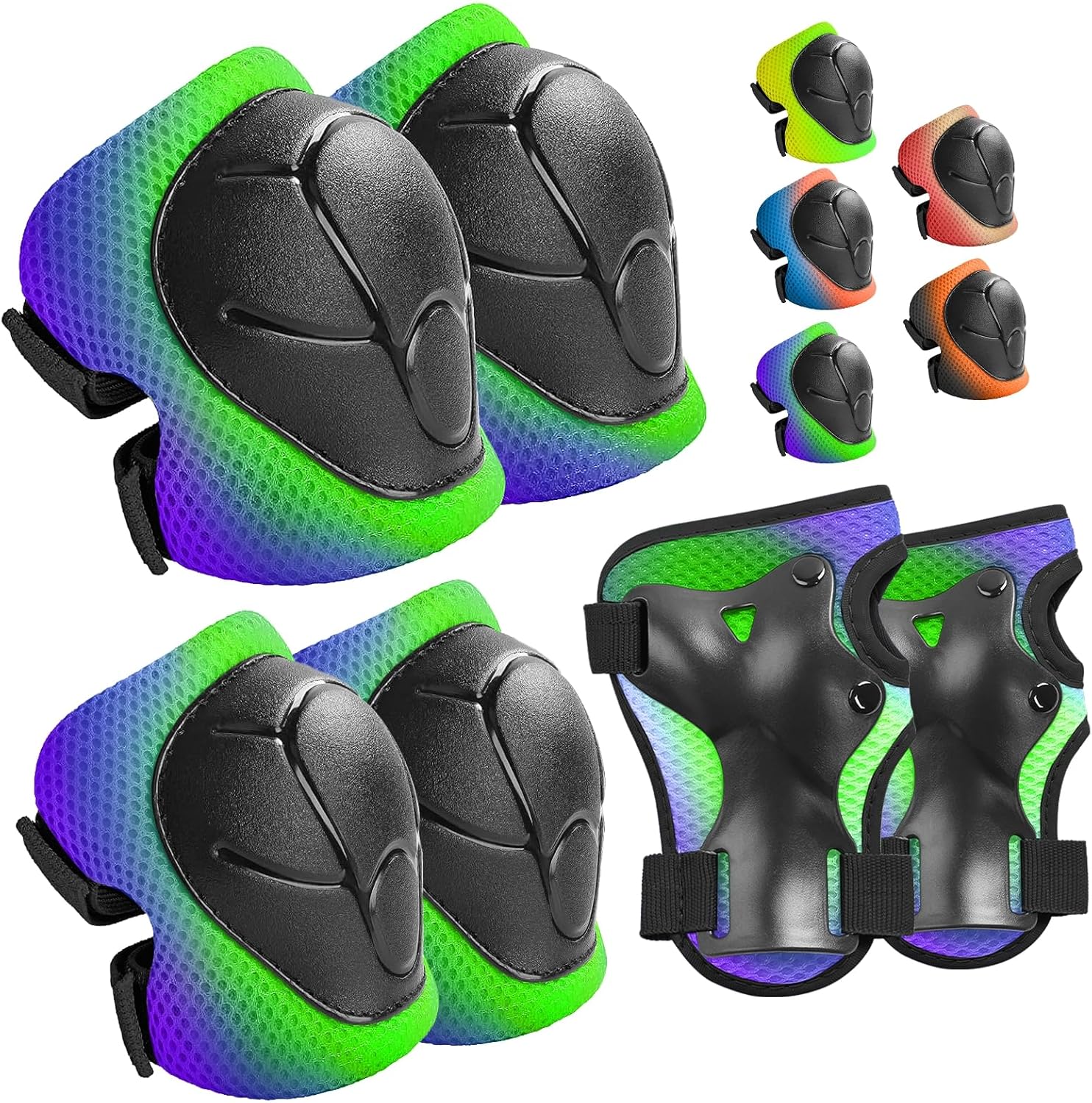 Wemfg Kids Protective Gear Set - Knee & Elbow Pads with Wrist Guards | 3-in-1 for Ages 3-14