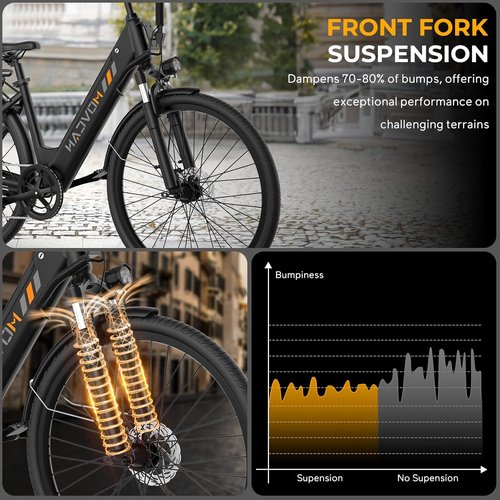 Movcan V80 Electric Bike - 1000W Motor, 28MPH Speed, 26'' City Cruiser | 48V 13Ah Battery, 70 Miles Range