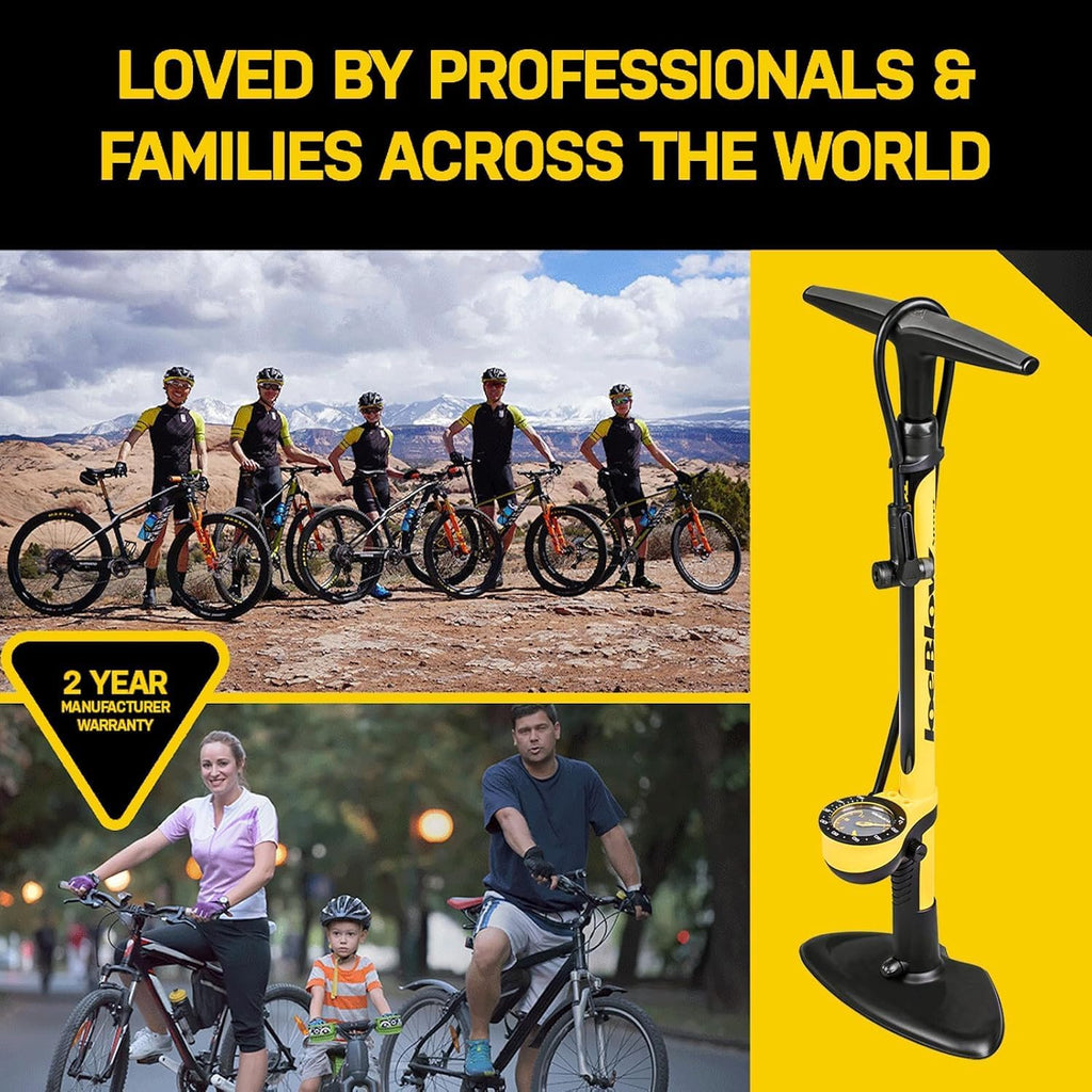 Topeak JoeBlow Sport III High-Pressure Bike Floor Pump - 160 PSI, Durable Steel, Ergonomic Design, Fits All Valves