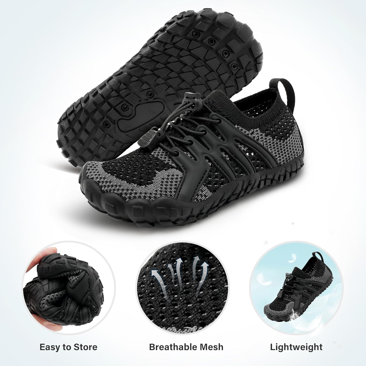 STELLE Water Shoes for Kids Girls Boys Barefoot Shoes with Adjustable Laces Quick Drying Beach Sports Non Slip Swimming Hiking