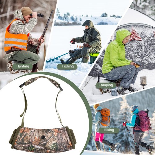 GVDV Heated Hand Warmer Pouch for Hunting Fishing, Hand Muff Included 10000mAh Battery, Ideal for Winter Outdoor Lovers, Camo
