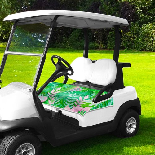 ENYORSE Golf Cart Seat Covers, Tropical Floral Seat Towel Blanket, Soft Breathable Microfiber, Keeps Seats Cool & Comfortable, 51”x31”, Fits 2 & 4 Passenger EZGO, Yamaha,Club Car Carts, Pink Leaves