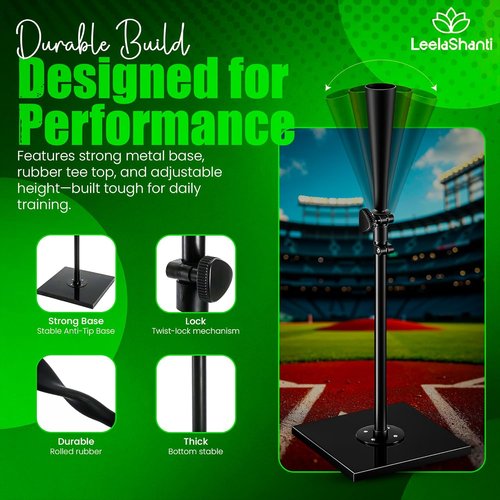 Baseball Batting Tee - Premium Portable Design | Height Adjustable 24" - 37" for All Ages