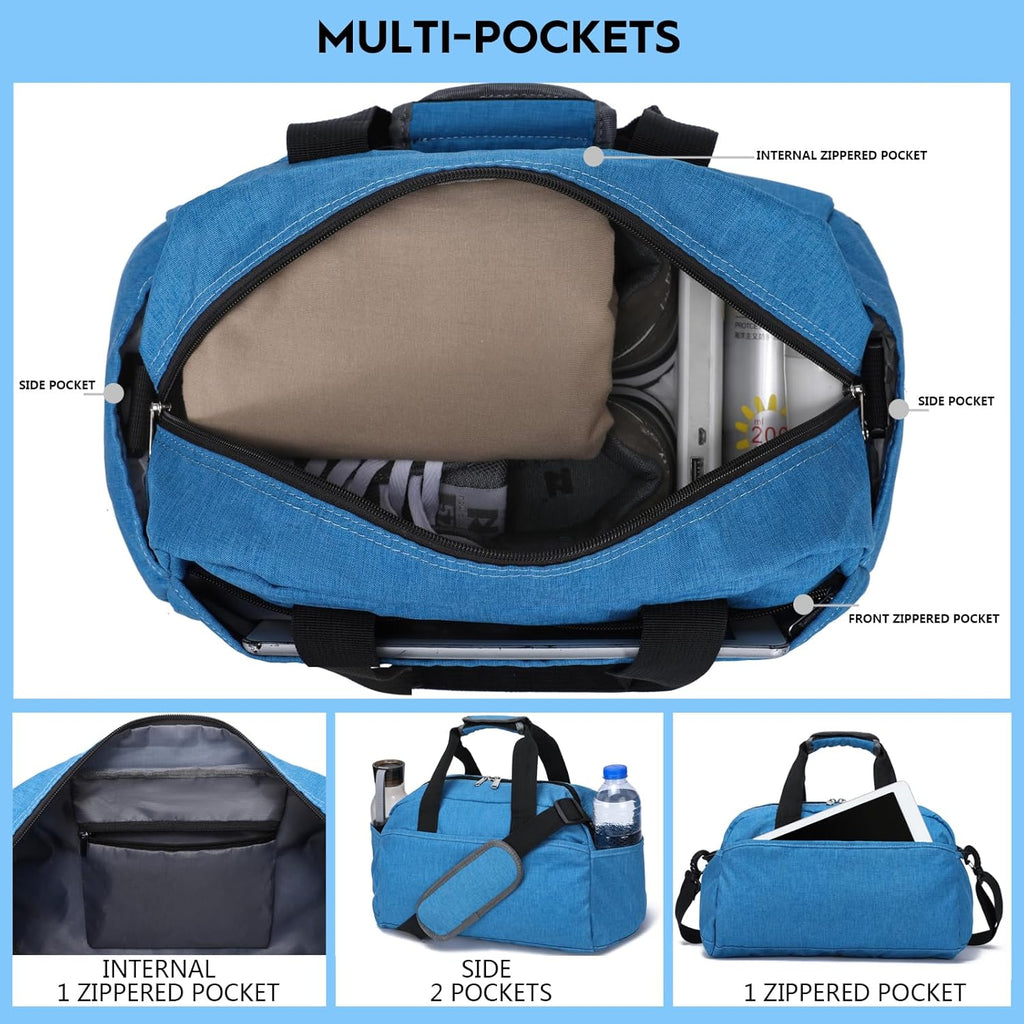 Skiennix 14-Inch Small Gym Bag - Lightweight Mini Duffel for Travel & Sports | Navy Blue