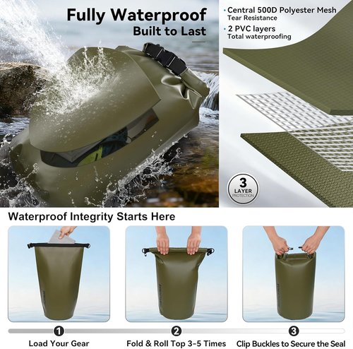 MARCHWAY Waterproof Dry Bag Backpack - Keeps Gear Dry for Kayaking, Camping & Hiking | 5L/10L/20L/30L/40L