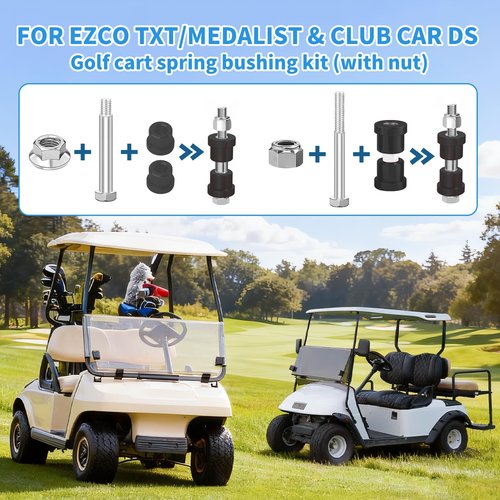 DoonMi Golf cart Rear Leaf Spring Bushing kit with Polyurethane Bushing and Sleeves for EZGO TXT & Medalist 1994-up, Club Car DS 1981-up，Replaces Parts 70289-G02 70291-G01 14158-G1 (Black)