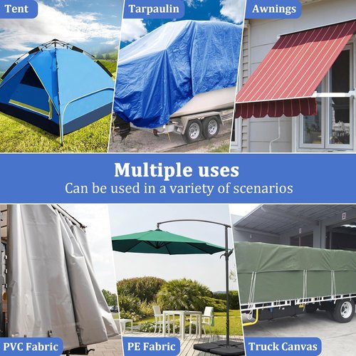 HONGTAIHSENG Waterproof Tent Repair Tape - Strong Adhesive, UV-Resistant, 3.1In x 16.4FT | Ideal for RV Awning, Boat Covers, Tarpaulin, Blue