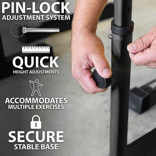 Synergee Dip Bar Black. Adjustable Dip Station from 30” – 39” for Dips, Inverted Pull Ups. Max capacity 400 lbs. Portable Dip Stand for Total Body Workout.