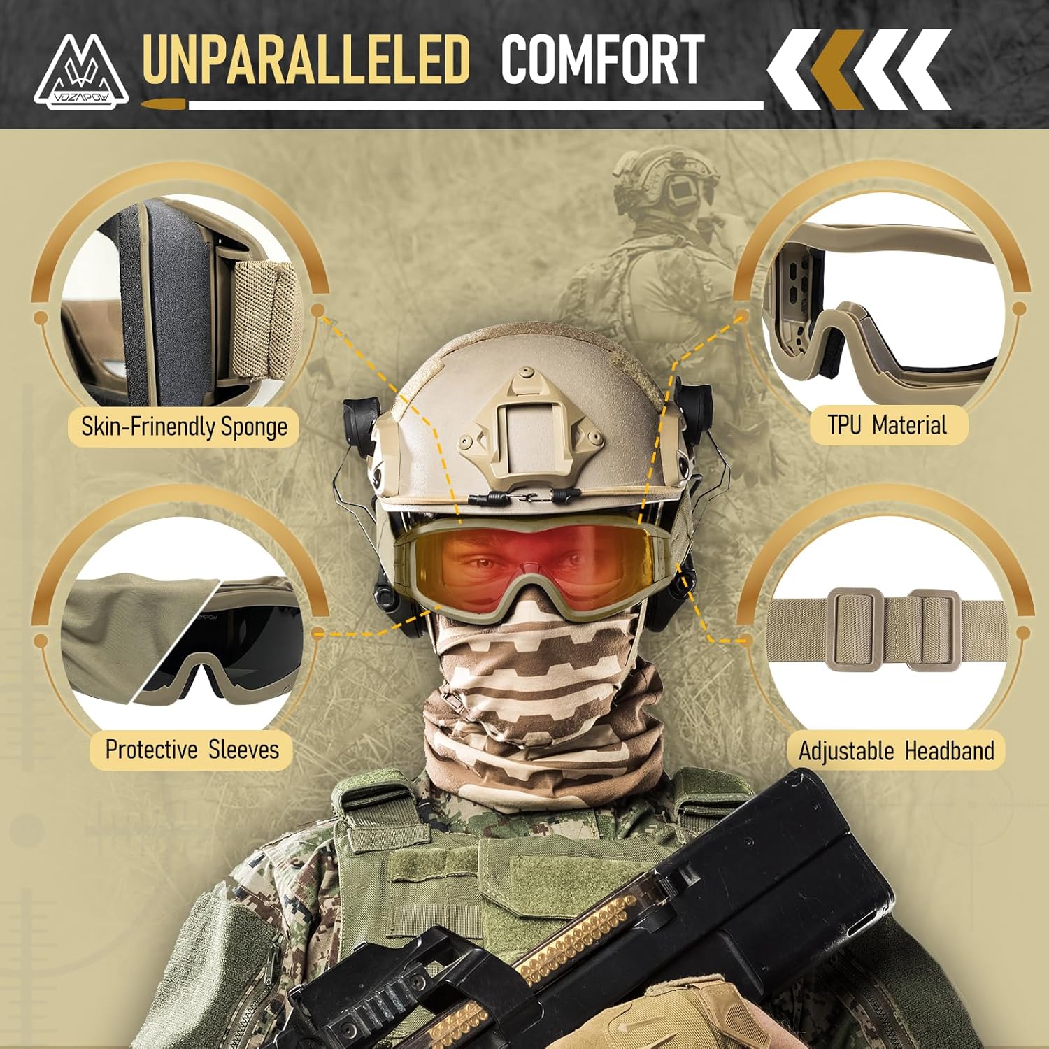 Skiennix Airsoft Goggles - Anti-Fog, ANSI Z87.1 Certified, Impact Resistant Tactical Shooting Glasses