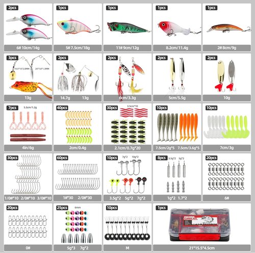 Fishing Tackle Box Set - All-in-One Lure Kit for Freshwater & Saltwater Fishing | Crankbaits, Spinnerbaits, Jigs & More