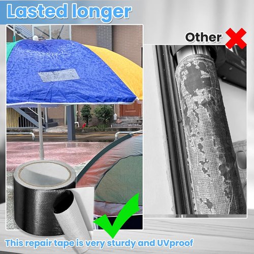 Heavy Duty Waterproof Repair Tape - UV-Proof Fabric Patch for Tents, RVs, Awnings & More | Black