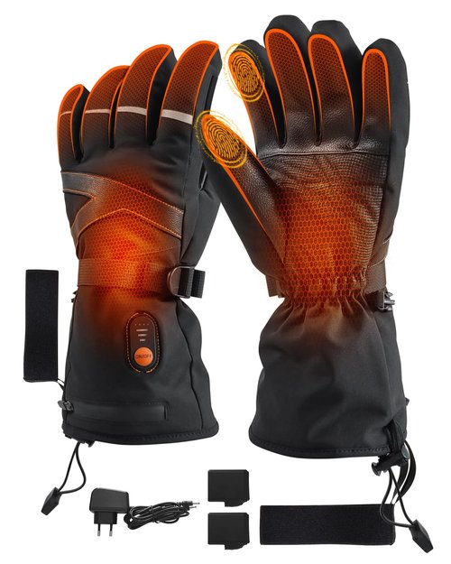Heated Gloves for Men Women, 7.4V Electric Battery Rechargeable Heated Ski Gloves, Waterproof Touchscreen Heating Gloves for Winter Outdoor Hunting Motorcycle Cycling